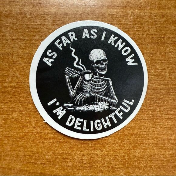 Delightful Skeleton Sticker - Black and White - Picture 1 of 1